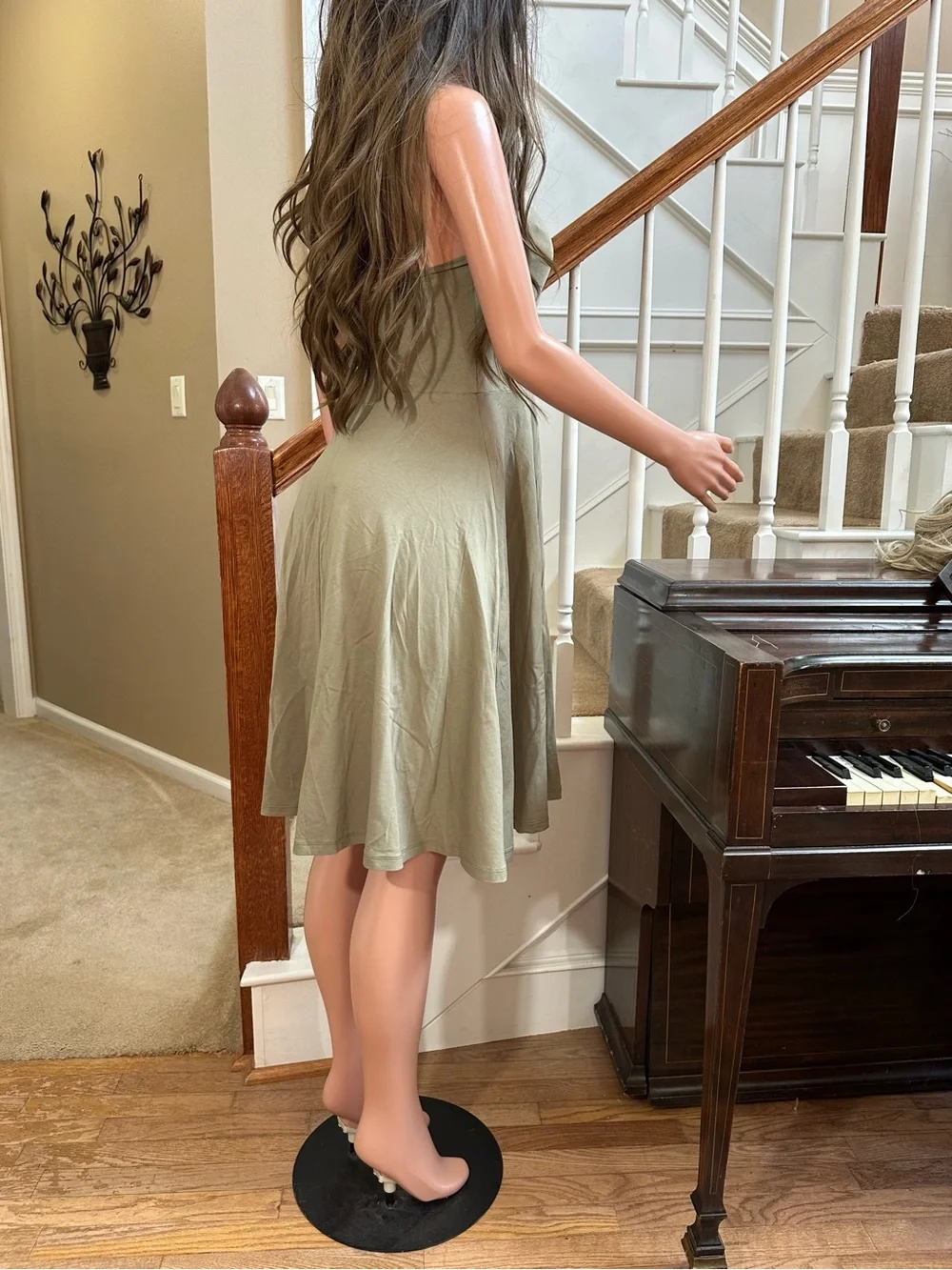 NWT Land’s End Olive Halter Fit-and-Flare Dress